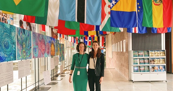 Ali Groves and Sarah Bowler at the WHO meeting in Geneva